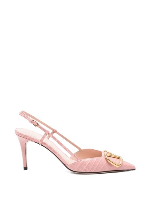 VLOGO SIGNATURE LEATHER SLINGBACK PUMPS