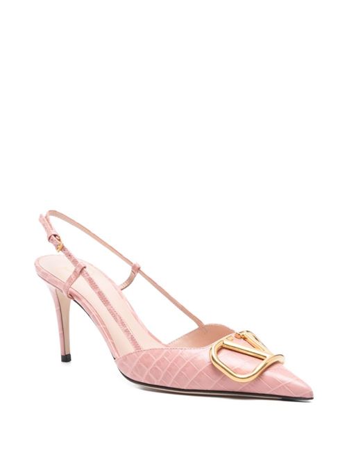 VLOGO SIGNATURE LEATHER SLINGBACK PUMPS