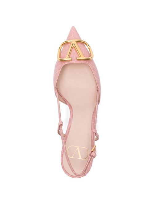 VLOGO SIGNATURE LEATHER SLINGBACK PUMPS