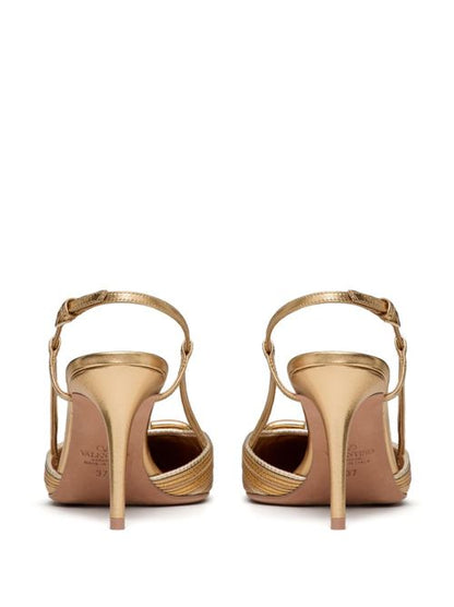 VLOGO SIGNATURE LEATHER SLINGBACK PUMPS