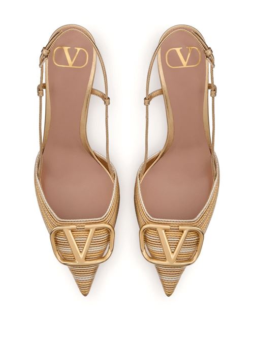 VLOGO SIGNATURE LEATHER SLINGBACK PUMPS