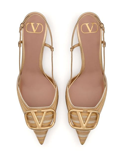VLOGO SIGNATURE LEATHER SLINGBACK PUMPS