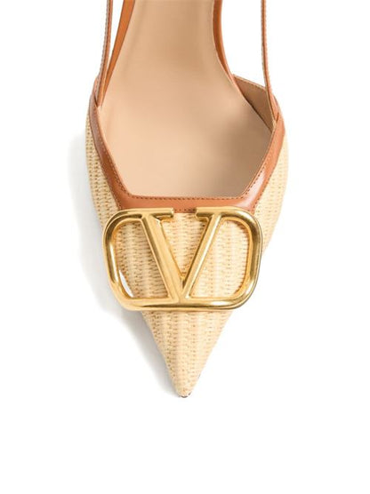 VLOGO SIGNATURE LEATHER SLINGBACK PUMPS