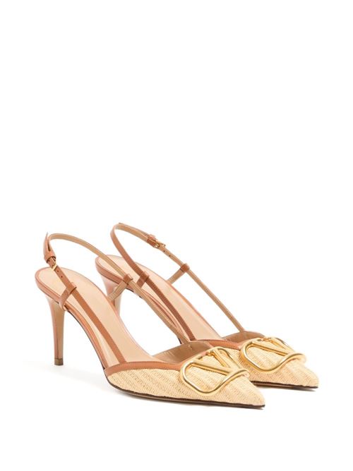 VLOGO SIGNATURE LEATHER SLINGBACK PUMPS