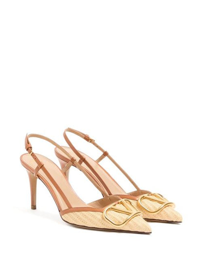 VLOGO SIGNATURE LEATHER SLINGBACK PUMPS