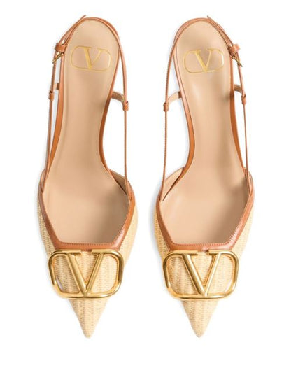 VLOGO SIGNATURE LEATHER SLINGBACK PUMPS