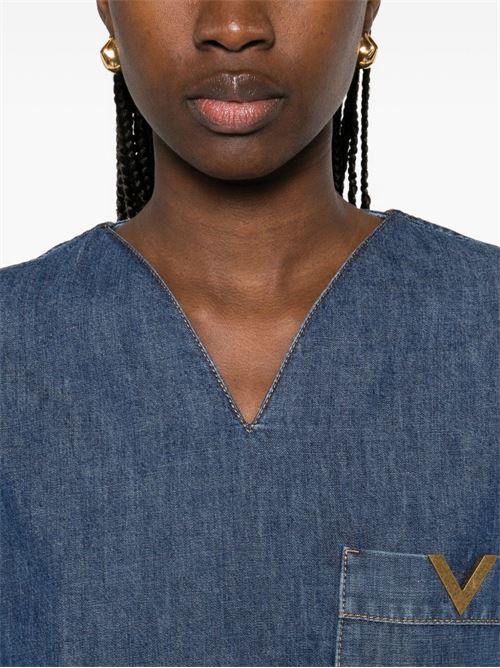 VLOGO SIGNATURE DENIM BLOUSE