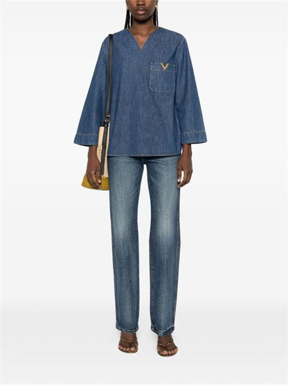 VLOGO SIGNATURE DENIM BLOUSE