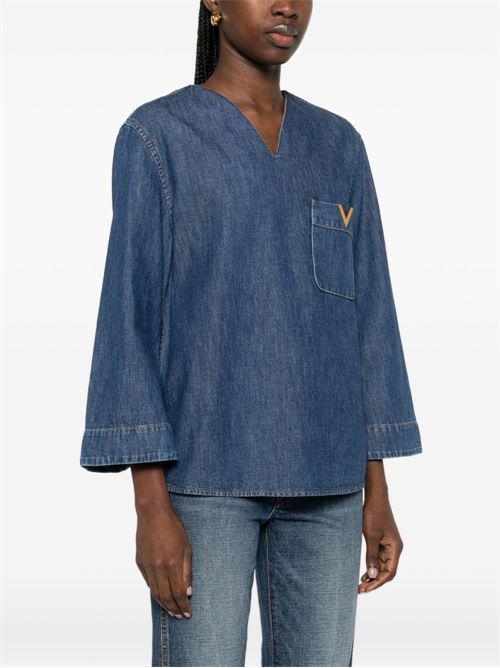 VLOGO SIGNATURE DENIM BLOUSE