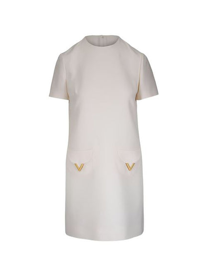 VLOGO SIGNATURE WOOL AND SILK DRESS