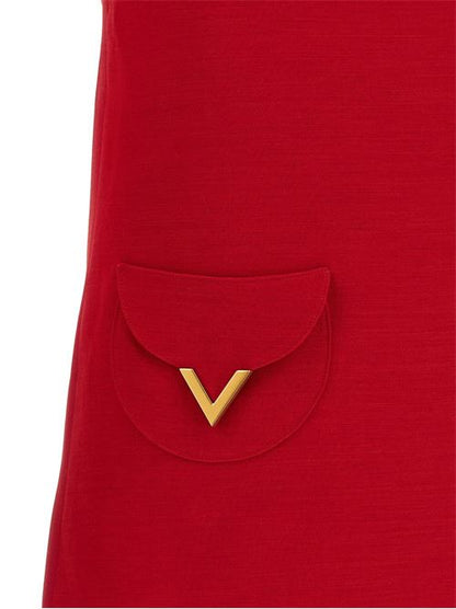 VLOGO SIGNATURE WOOL AND SILK DRESS