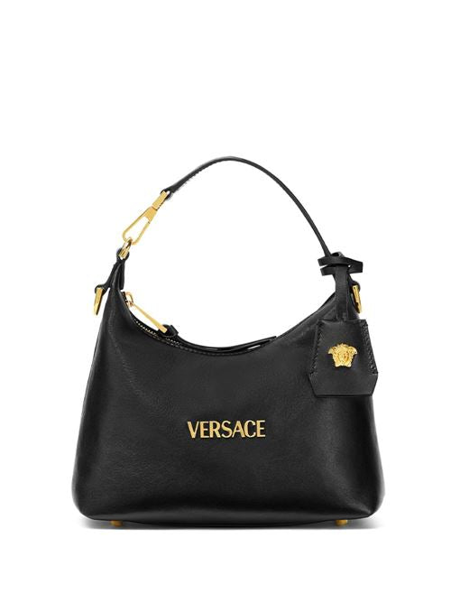VERSACE TAG LEATHER HOBO BAG