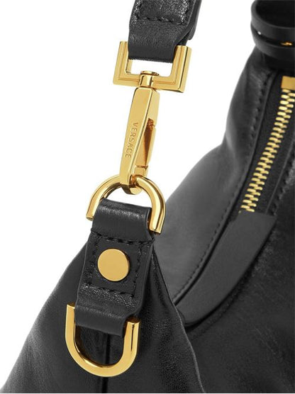 VERSACE TAG LEATHER HOBO BAG
