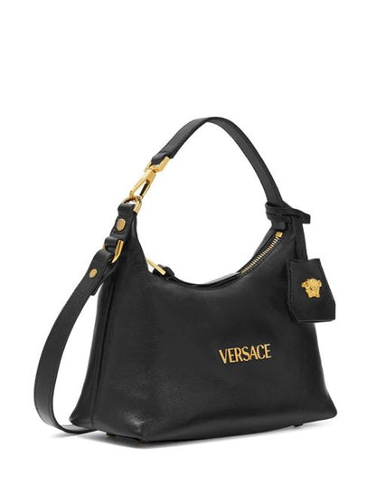 VERSACE TAG LEATHER HOBO BAG